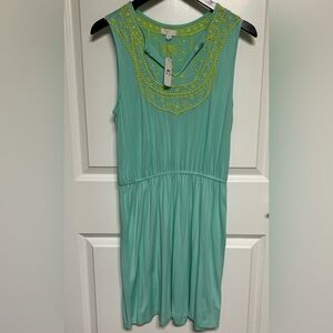 NWT embroidered bib cinched waist sea foam green Charming Charlie dress size S